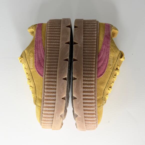 Puma Fenty Cleated Creeper Suede Platform Sneakers Yellow Women 5.5 / Youth 4 - Picture 7 of 13